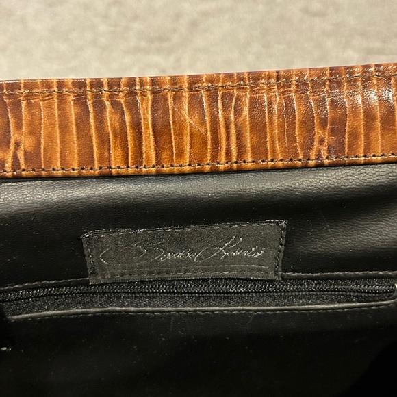 Sondra Roberts Elegant Brown Reptile Satchel Bag Double Strap Metallic Tassel - Picture 11 of 12